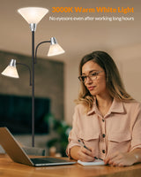 LEPOWER Floor Lamp, Standing Lamp with Replaceable 3000K Energy-Saving, Lamp for Living Room with Adjustable Reading Lights, Modern Bright Floor Lamp for Bedroom, Living Room, Office LEPOWER