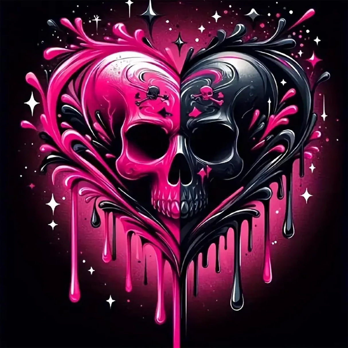 Meothan Diamond Art Kits for Adults, 5D DIY Heart Skull Diamond Painting Kits for Adults Beginners, Diamond Dots Kits Gem Arts Crafts for Living Room Bedroom Offices Home Wall Decor 12X12 Inch Meothan