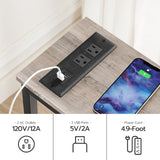 HOOBRO Narrow Console Table with Power Outlets, 44.9-Inch Sofa Table, Slim Behind Couch Table, Entryway Display Shelf, for Living Room, Foyer, Hallway, Greige and Black BG114UXG01 HOOBRO