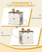 Hzuaneri Cat Litter Box Enclosure Enclosed, Hidden Litter Box Furniture Cabinet Large, Wooden Indoor Cat House with Adjustable Shelf for Top Entry Litter Box, Farmhouse Rustic Brown and White CB85414X Hzuaneri
