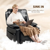 HOMCOM Swivel Rocker Recliner Chair with Vibration Massage and Heat, Oversized PU Leather Ergonomic Lounge Chair with Footrest, Remote, Cup Holders and Side Pockets for Living Room, Black HOMCOM