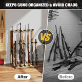 Emfogo Gun Rack, Heavy-Duty Wooden Rifle Rack Stand, Freestanding Indoor Gun Racks Hold up to 12 Long Guns, Gifts for Dad, Husband (Rustic Brown) Emfogo
