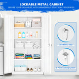 Superday Metal Storage Cabinet 71"×32"×16", Tall Storage Cabinet with 2 Doors and 4 Shelves, Large Metal Steel Utility Cabinet for Home Office, Garage, File Bathroom Pantry (White) Superday