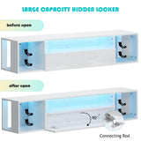 sogesfurniture 55'' Floating TV Stand Wall Mounted with Lights, Floating Entertainment Center with Lights, Modern Media Console with Storage, Wall Mounted LED TV Stand for Living Room sogesfurniture