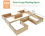 AMERLIFE 12x12x2 FT Wooden Raised Garden Bed, H-Shaped Planter Box with Double-Layer Design, 180 Cu. Ft Capacity for Outdoor Patio & Backyard AMERLIFE