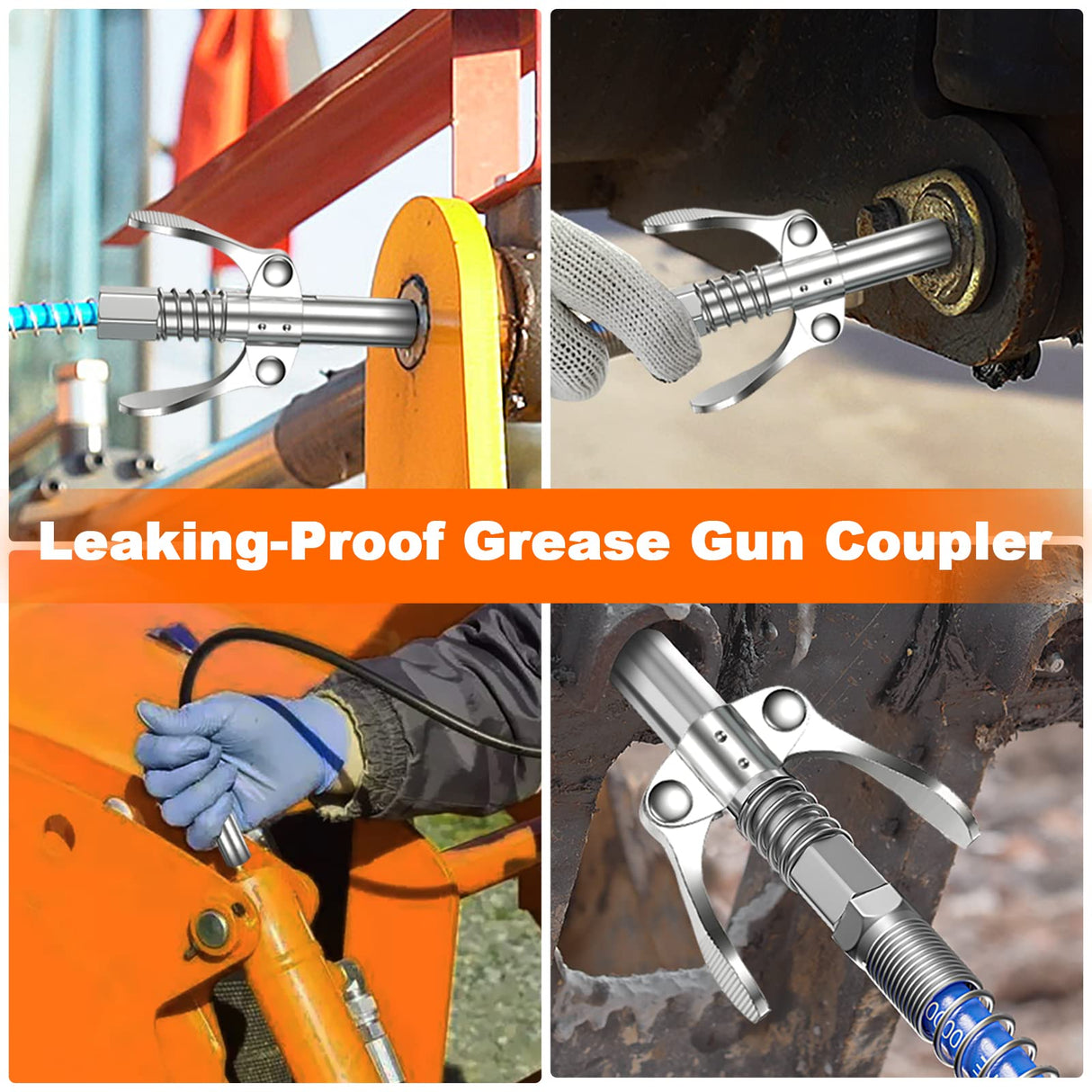 AKEOIL Grease Gun Coupler, Grease Joint Fittings, 12000PSI High Pressure Grease Nozzle Fittings, Compatible With All 1/8" NPT Grease Guns, For greasing all machinery and equipment filling Akeoil