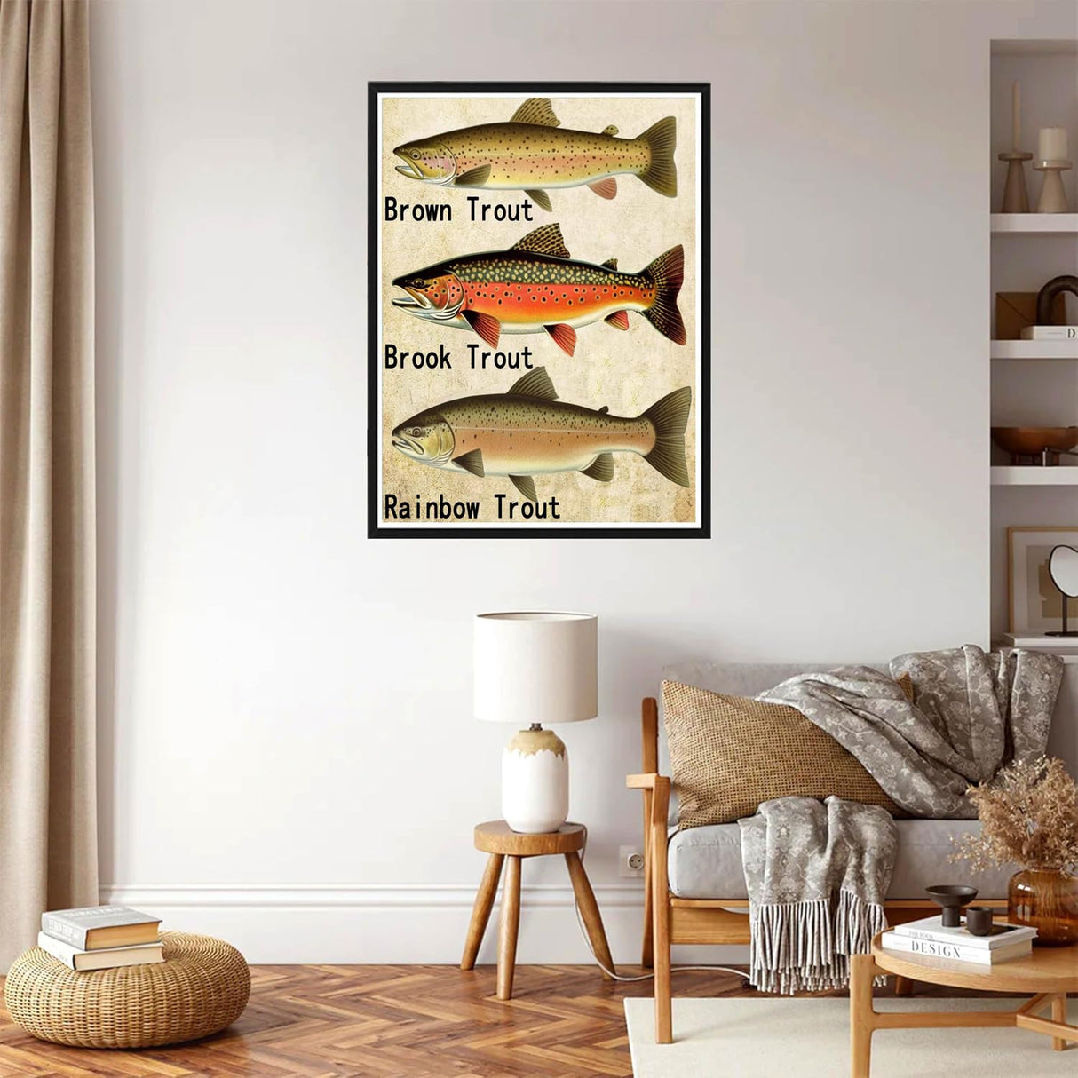 Diamond Art Painting Kit for Adults Retro Trout Fly Fishing Fishing Enthusiast Salmon Category by Number Kits Gem Art Wall Home Decor(Canvas 18.8 x15.8inch) WoodArtSupply