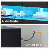 HAUOMS Black Dresser for Bedroom with LED Lights, Large Chest of Drawers Handle Free, Modern Long Dresser with 9 Drawers & Charging Station,for Living Room,Cloakroom,Entryway HAUOMS