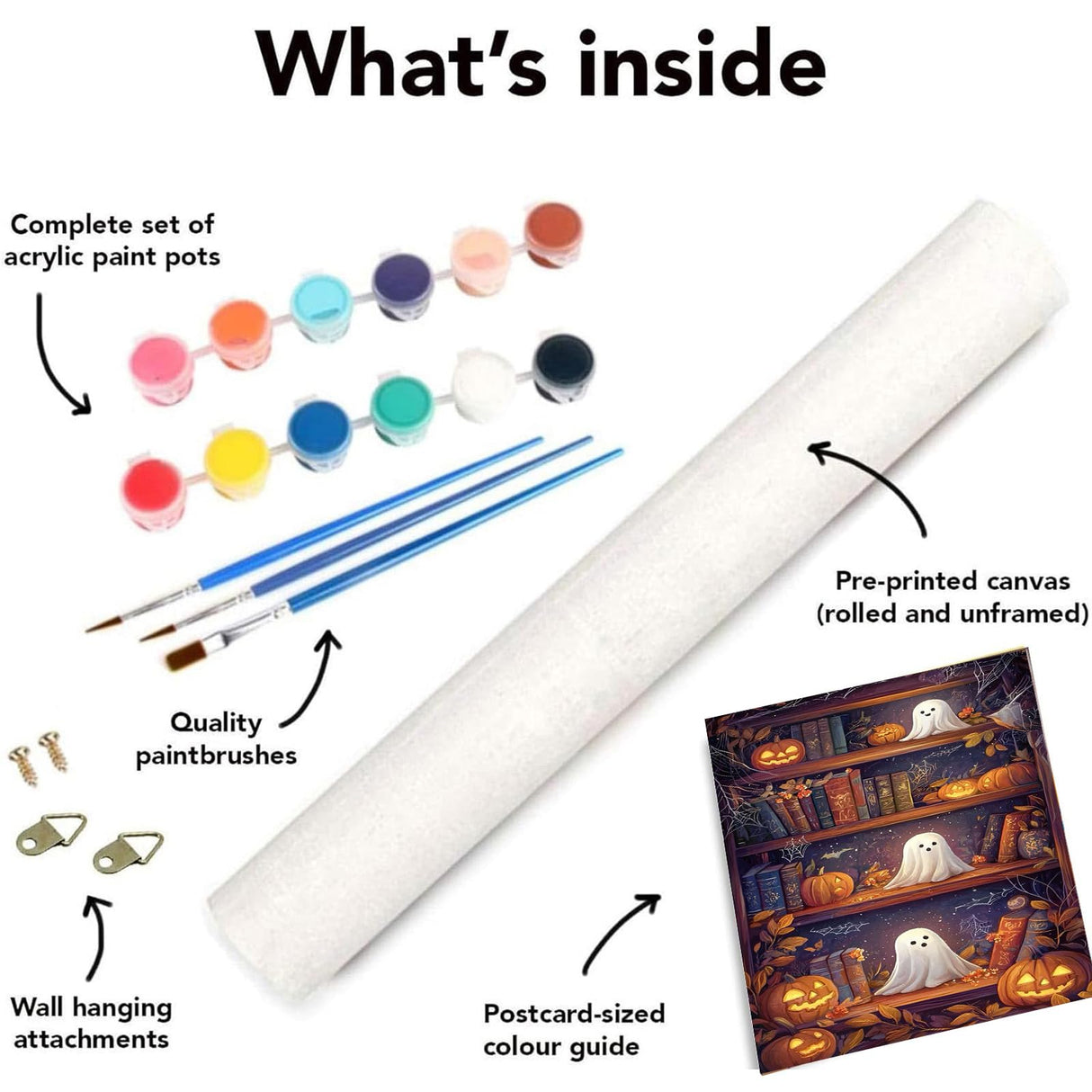 stnckic Halloween Paint by Number kit for Adults, Ghosts Adults' Paint-by-Number Kits on Canvas Bookshelf Easy Acrylic Oil Painting by Number for Adults for Home Decor Gift 16x20 Inch stnckic