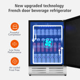 Velieta 24 Inch Outdoor Beverage Refrigerator Cooler,Stainless Steel Wide Refrigerator for 210 Cans,Fit Perfectly for 24" Space Built-in Counter or Freestanding with powerful and quiet cooling system Velieta