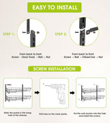 Mefirt Over The Door Pantry Organizer, Pantry Storage and Organization, 6-Tier Adjustable Hanging Baskets, Metal Wall Mount Spice Rack Seasoning Shelves for Home & Kitchen, Laundry Bathroom - Black Mefirt