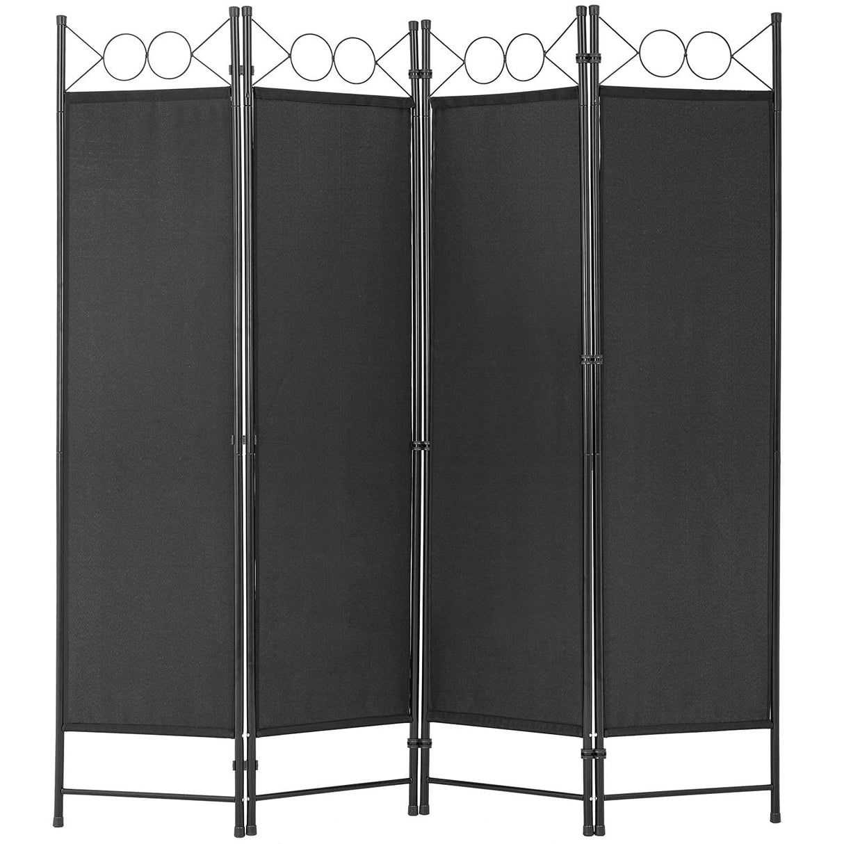 4 Panel Room Divider 6FT Steel Frame Screen Folding Privacy Divider Freestanding Partition for Home Office Bedroom (Black) PayLessHere