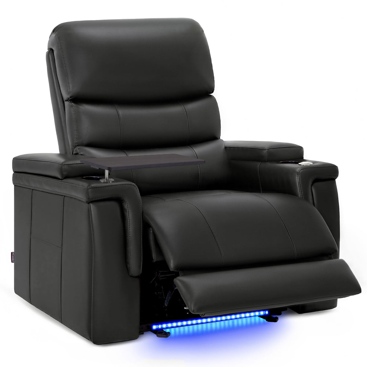 MCombo Triple Motors Power Recliner Chair with Power Headrest & Lumbar Support for Living Room, Home Theater Seating with Armrest Storage, Tray Table and Dual Charging Ports HTS708 (Black) MCombo
