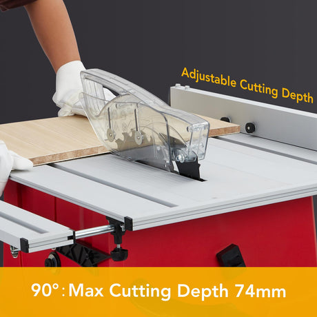 Table Saw, 10 Inch 15A Multifunctional Saw with Stand & Push Stick, 90° Cross Cut & 0-45° Bevel Cut, 5000RPM, Adjustable Blade Height for Woodworking Towallmark