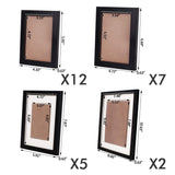 26 Pieces Picture Frames Set Collage Photo Frames Wall Gallery Kit for Wall and Home, Two in 8X10, Five in 5X7, Seven in 4X6, Twelve in 3.5X5 in Black White (Black) Transforcat