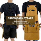 OPTIGRAM Waxed Canvas Durable Tool Apron, Heavy Duty Work Apron with 10 Pockets for Accessaries, Woodworking Work Shop Apron for Safty Protection (Khaki) OPTIGRAM