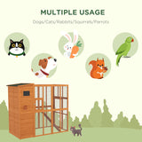 PawHut Large Cat House Outdoor Catio Wooden Feral Cat Shelter, Kitten Enclosure with Door, Cat Condo and Weather Protection Asphalt Roof, 77" L, Natural PawHut