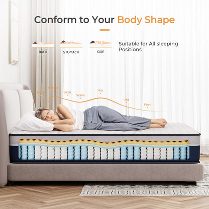 Vesgantti Tight Top Series - 10 Inch Innerspring Hybrid Full Mattress/Bed in a Box, Medium Firm Plush Feel - Multi-Layer Memory Foam and Pocket Spring - CertiPUR-US Certified