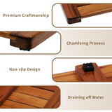 Utoplike Teak Bath Mat, Shower Mat Wood for Bathroom, (40"x18") Wooden Floor Mat Square Extra Large for Spa Home or Outdoor Utoplike
