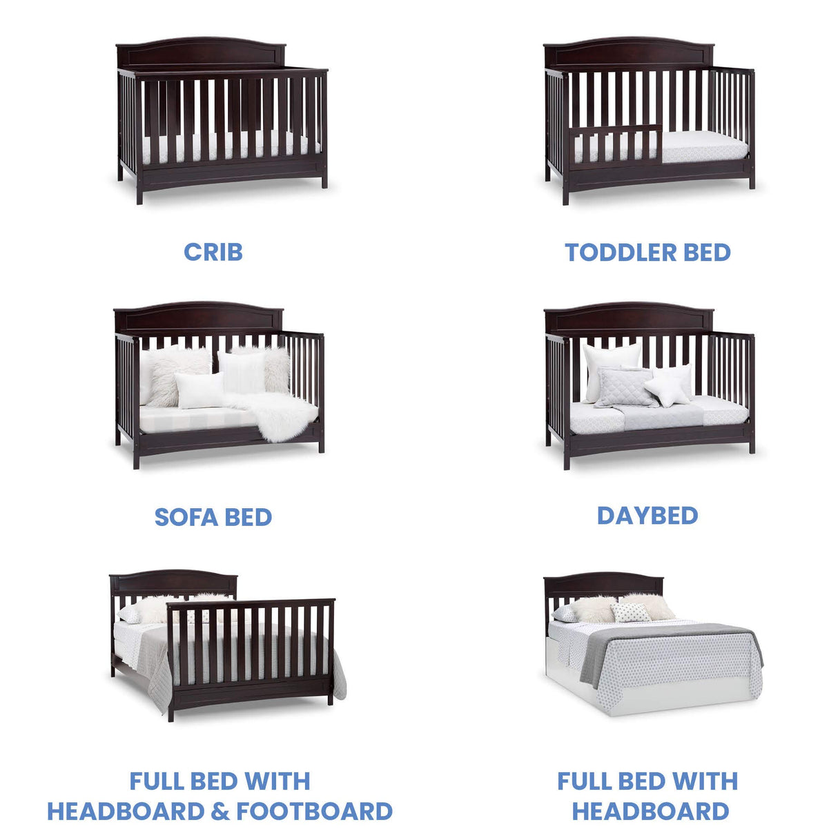 Delta Children Emery 4-in-1 Convertible Baby Crib - Greenguard Gold Certified, Dark Chocolate Delta Children