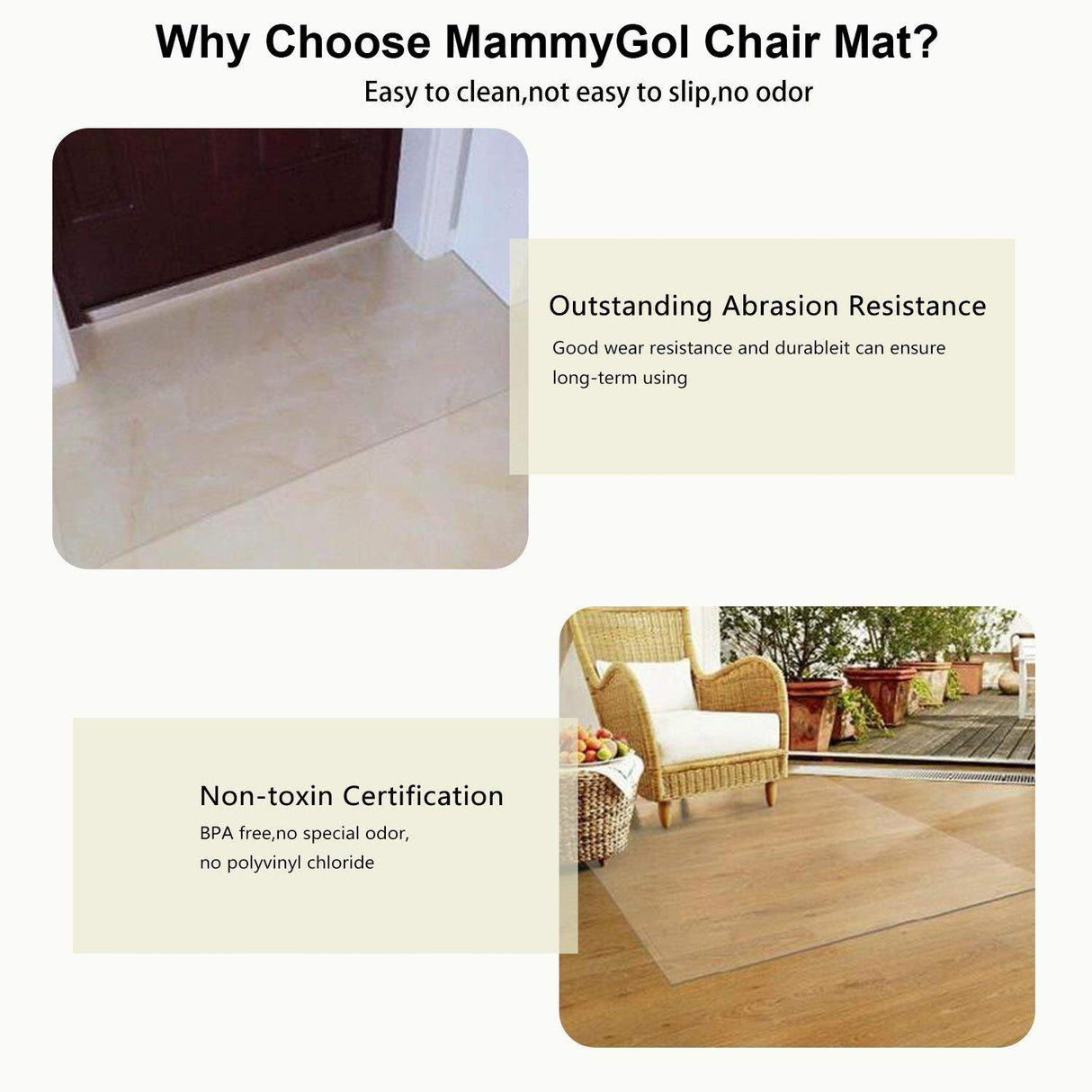 Office Chair Mat for Hard Wood Floors 36"x47" Heavy Duty Floor Protector Easy Clean MammyGol