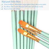 BOSOBO Paint Brushes Set, 2 Pack 20 Pcs Round Pointed Tip Paintbrushes Nylon Hair Artist Acrylic Paint Brushes for Acrylic Oil Watercolor, Face Nail Art, Miniature Detailing & Rock Painting, Green BOSOBO