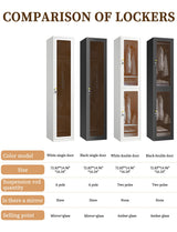 VCGGAIP Metal Locker 0rganizer for Employees with Lock, Amber Glass Door Cabinet with Mirror,Lockable Lifetime Locker for Home, Office, Gym, School, Garage,Black (Single Door, Black) VCGGAIP