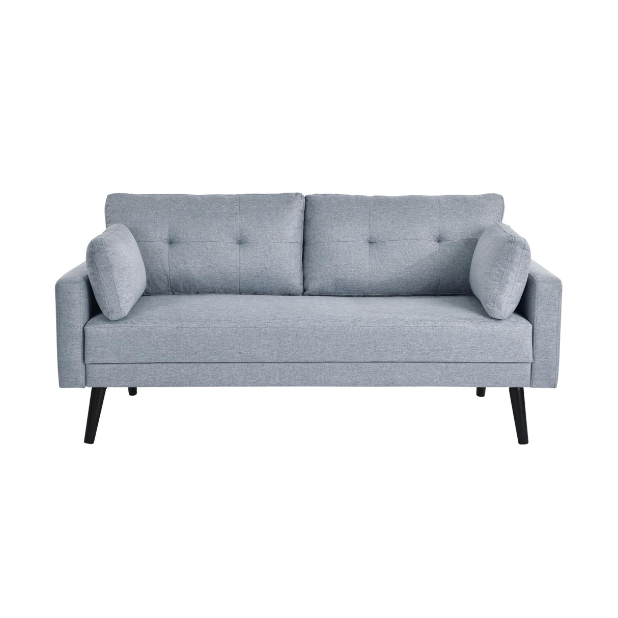 Serta Benrama 67" Soft Modern Sofa, Square Track Arms, Solid Wood Legs, Easy Assembly, Dream Coil Comfort, Soft Woven Polyester Fabric, Light Gray Serta