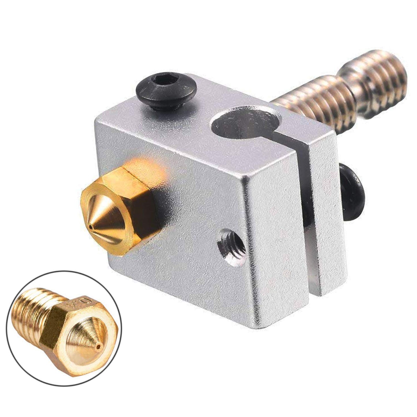 E3D Nozzles, ExcelFu M6 0.4mm Brass Nozzle Extruder Print Head for 1.75mm Filament E3D V5-V6 3D Printer, Pack of 20 - WoodArtSupply