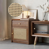 ETACHI Stylish Nightstand Side Table with Hidden Safe, Ash Wood Bedside Table with Gun Safe for Pistol, Protect Your Pistal and Valuables (Brown) ETACHI