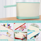 Silkfly 15 Pcs Cotton Canvas Makeup Bags Canvas Cosmetic Bag 10.2 x 5.5 x 2 Inches Two Tone Makeup Bags Bulk with Zipper Blank DIY Pouch with Bottom Travel Toiletry Pouch for Women (Classic) Silkfly