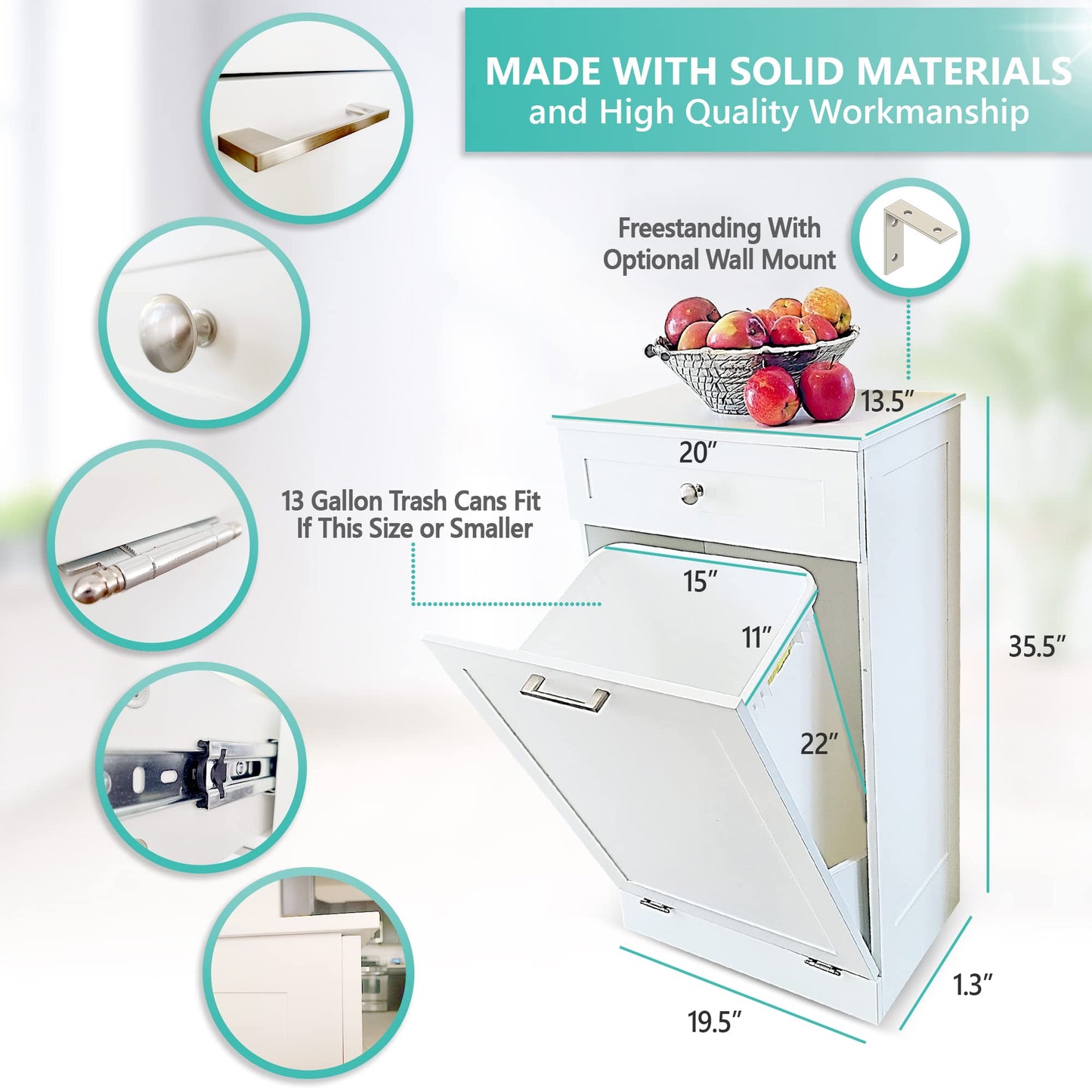 Northwood Calliger Tilt Out Trash Bin Cabinet or Laundry Hamper Solid Workmanship and New 2022 Design Cuts Assembly Time in Half! Hide Ugly Trash, add Countertop Space, Keep Pets Out! - WoodArtSupply