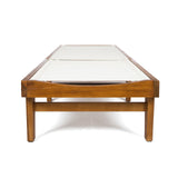 Christopher Knight Home Summerland Outdoor Mesh Chaise Lounge with Acacia Wood Frame, Teak Finish / White Mesh Christopher Knight Home