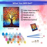 JUJUHOOD Abstract Tree Paint by Numbers Kit for Adults, Stained Glass Adult Paint by Number Kits,DIY Acrylic Paint by Number on Canvas for Home Wall Decor 16X20 Inch JUJUHOOD
