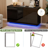 Anbuy LED 9 Drawer Dresser, Black Modern Dresser with High Gloss Drawers Dual Chest of Drawers with Lights for Bedroom (Black) Anbuy