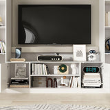 TAMUNE Entertainment Center with Bookshelves Modern Media Center with Open Shelves & Bridge TV Wall Unit with Doors, for Living Room White (81.1”W x 11.8”D x 70.9”H) TAMUNE