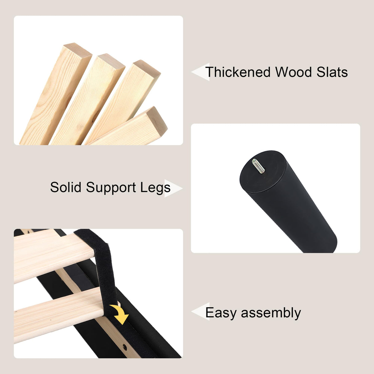 Feonase Twin Bed Frame with Luxury Wingback Upholstered Button Tufted Storage Headboard, Twin Platform Bed with Charging Station, Sturdy Wooden Slats Support, Noise-Free, Easy Assembly, Black Feonase