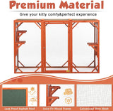 COZIVVOVV Outdoor Cat Enclosures, Large Cat Cages Indoor Large with 3 Platforms, Wooden Cat Crates for Outside, Weatherproof Cat House & Cat Condo with Asphalt Roof, Orange COZIVVOVV