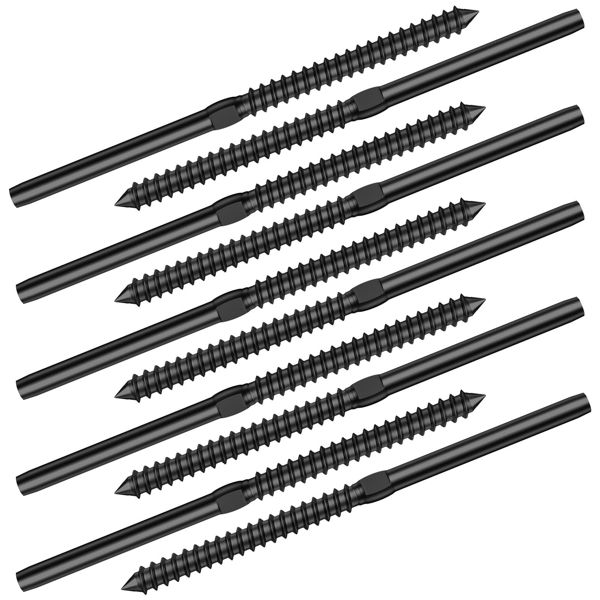 BLIKA 40 Pack T316 Stainless Steel Black Right&Left Handed Thread Swage Lag Screws for Wood Posts of 1/8" Deck Cable Railing Kit, Wire Railing Kit for Decks with Wrench, DIY Wood Baluster BLIKA
