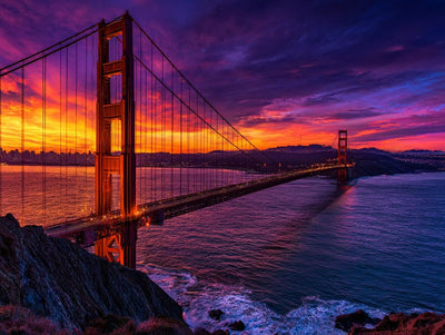 Diamond Art Kits Golden Gate Bridge, San Francisco at Sunset Crystal Rhinestone Diamond Painting, Landscape Paint by Numbers Kit for Adults for Home Wall Decor 12x16 inch