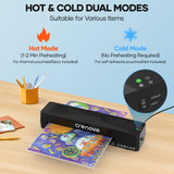 Crenova Laminator Machine with 10 Laminating Sheets, A4 Laminating Machine Hot & Cold with Fast Warm Technology, Thermal Laminator 9 Inch for Home Office School Business Black Crenova