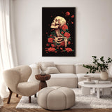 Framed Paint by Numbers Kit for Adults Beginner, Skull and Rose Easy Paint by Number Kits on Canvas Framed, Helloween DIY Acrylic Oil Painting by Numbers with Frame for Gift Home Decor 8 x 12 inch GEEHEIY