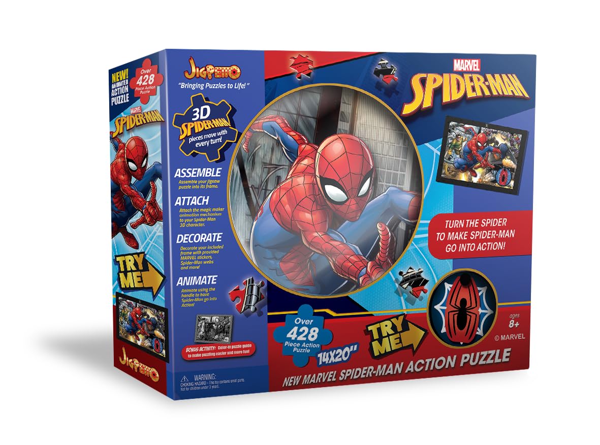 Marvel JIGPETTO Spiderman Action Jigsaw Puzzle - A 3D, Interactive, Moveable Puzzle JigPetto