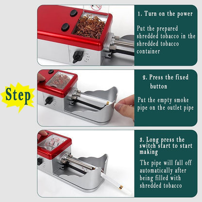 ZIJINGM Fully Automatic Electric Cigarette Rolling Machine, 5.5/6.5/8.0MM Universal Type, 5 Levels of Tightness Adjustment, Anti-Splash Design