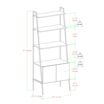 Industrial Dark Walnut Ladder Bookcase & Cabinet by Walker Edison - 72 Inch Home Office Workstation - WoodArtSupply