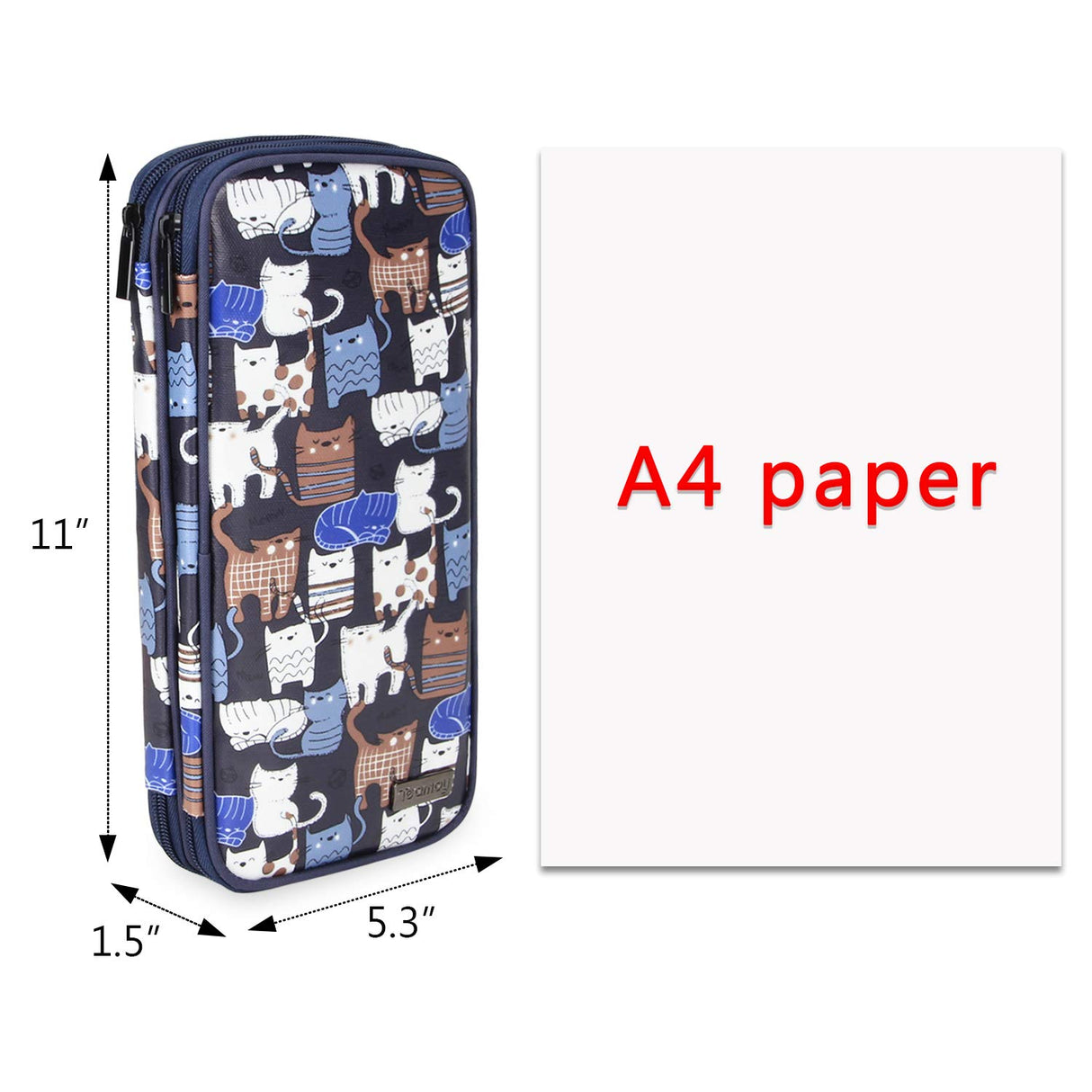 Teamoy Knitting Needles Case(up to 10-Inch), Travel Organizer Storage Bag for Circular and Straight Knitting Needles, Crochet Hooks and Knitting Accessories, Blue Cats-NO ACCESSORIES INCLUDED Teamoy