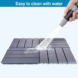 Spurtar Plastic Interlocking Deck Tiles 9 Pack (11.3"x11.3"), Decking Tiles Outdoor Waterproof for All Weather Use - Suitable for Patio Garden Poolside Front/Back Yard Porch Pool Balcony Backyard Grey Spurtar