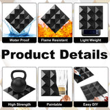 Fulmoon 50 Pcs 3D Wall Panel PVC Textured Wall Panels Decorative 12 x 12 Inches Wall Tiles for Living Room Lobby Bedroom Office Hotel Interior Wall Decor Ceiling Bathroom (Matte Black) Fulmoon