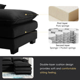 Merax 110" Modular Sectional Couches with Waist Pillows, 6-seat U-Shaped Upholstered Sleeper Sofa Bed Chaise Lounge for Living Room Furniture, Large, Black Merax