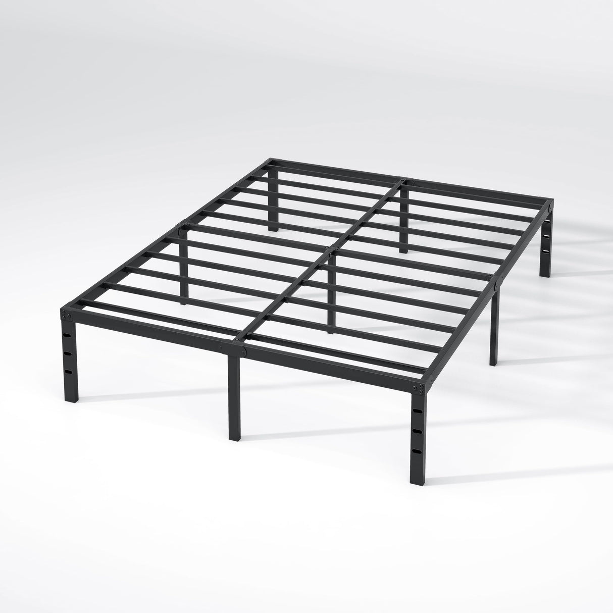 NEW JETO Metal Bed Frame,King Size Bed Frame with Storage Space,Heavy Duty Sturdy Mattress Foundation,Easy Assembly,No Box Spring Needed, Black,18 Inch,King NEW JETO